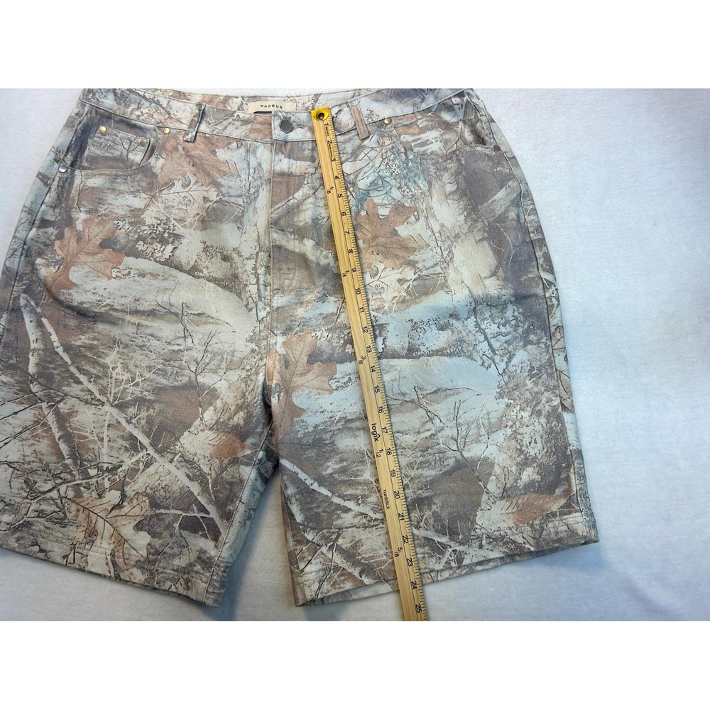 PacSun Baggy Camo Tree Denim Shorts Men's Size 38 Skater Nature Outdoor Gorpcore - Picture 4 of 12